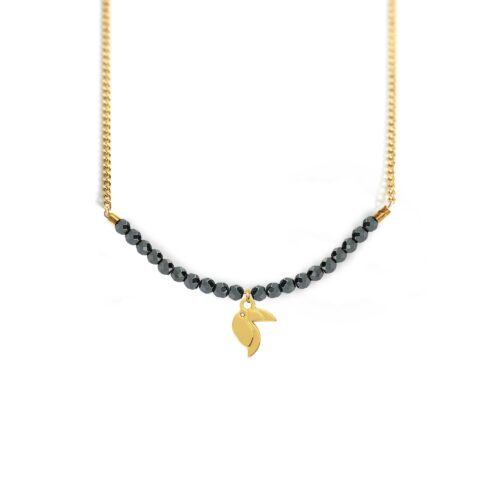 Collier toucan de pierres fines coloris hiver