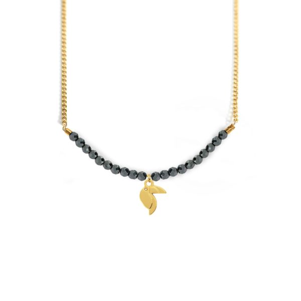 Collier toucan de pierres fines coloris hiver