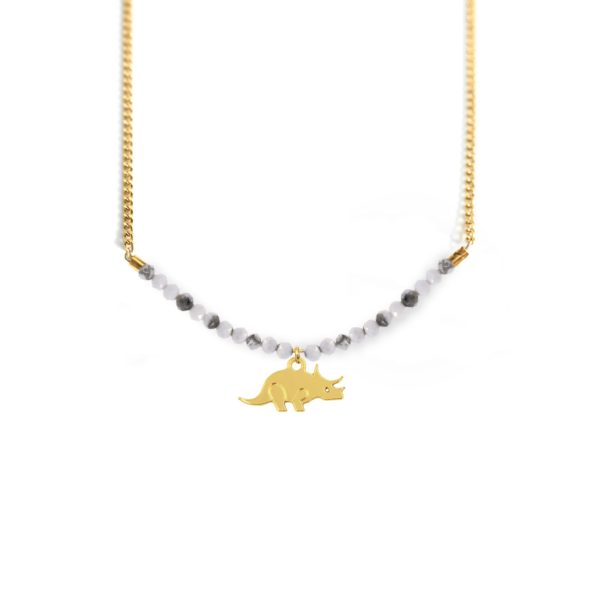 Collier tricératops de pierres fines coloris hiver