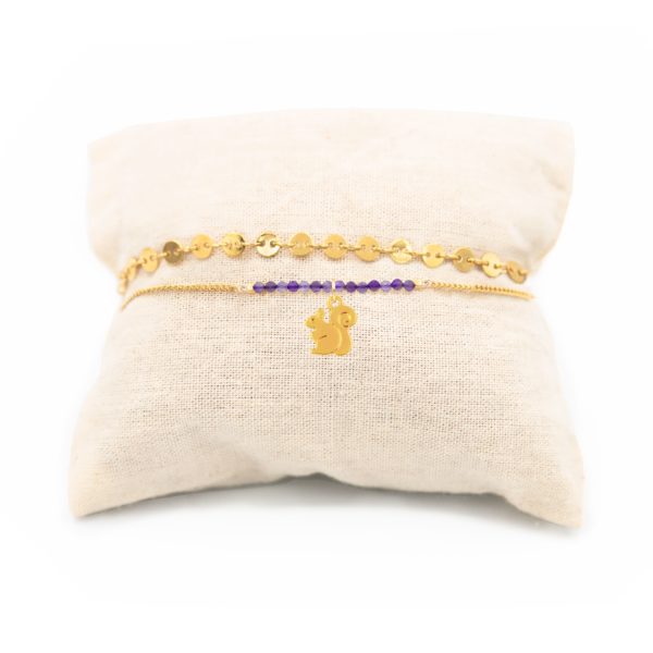 Bracelet écureuil et pierres fines coloris été