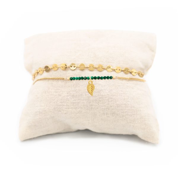 Bracelet feuille et pierres fines coloris hiver