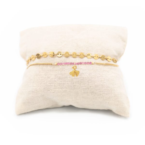 Bracelet ginkgo et pierres fines coloris été