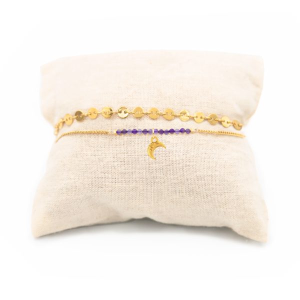 Bracelet lune et pierres fines coloris hiver