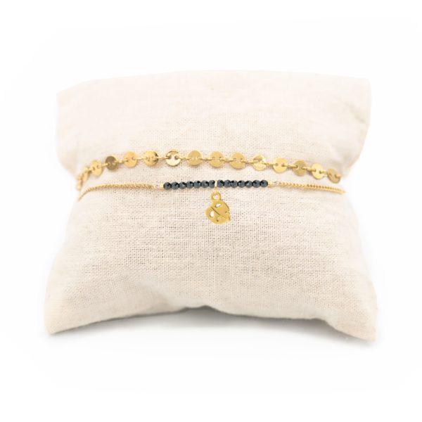 Bracelet monstera et pierres fines coloris hiver