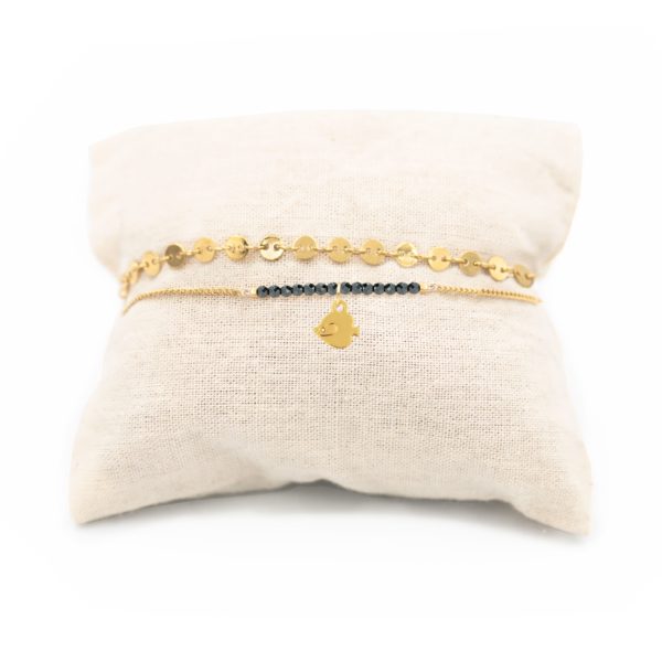 Bracelet poisson ange et pierres fines coloris hiver