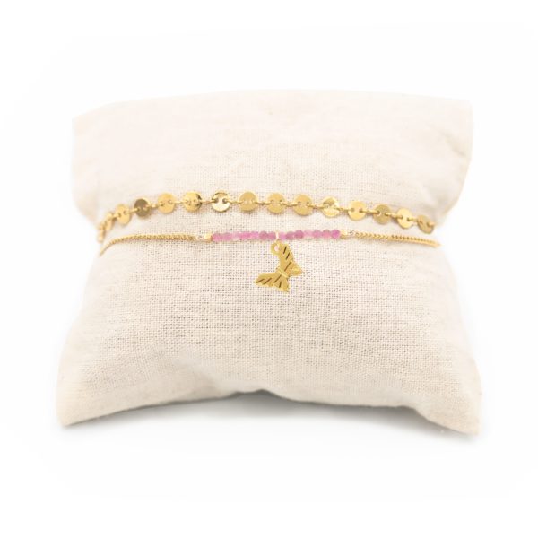 Bracelet papillon de jour et pierres fines coloris été