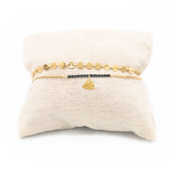 Bracelet poisson papillon et pierres fines coloris hiver