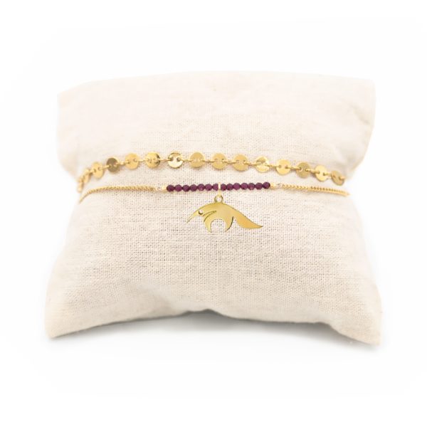 Bracelet tamanoir et pierres fines coloris hiver