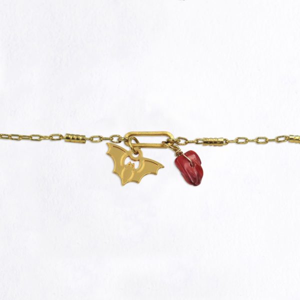 Bracelet maillon chauve-souris ouverte et pierres fines au choix coloris hiver