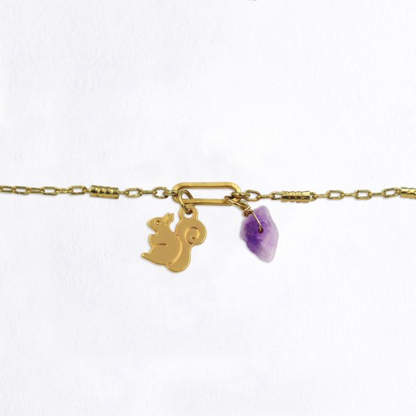 Bracelet maillon écureuil et pierres fines au choix coloris hiver