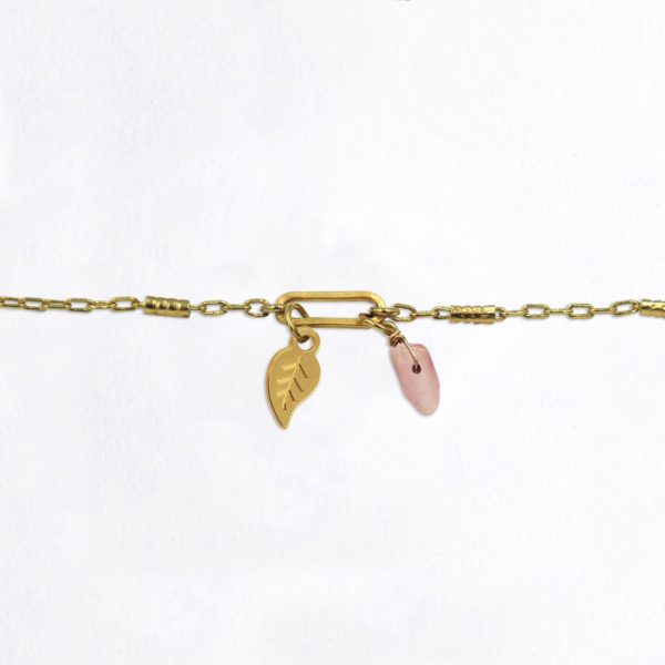 Bracelet maillon feuille et pierres fines au choix coloris hiver