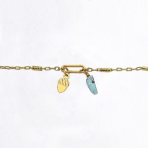 Bracelet maillon gland & larimar or