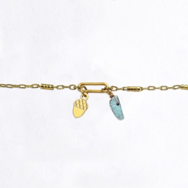 Bracelet maillon gland & larimar or