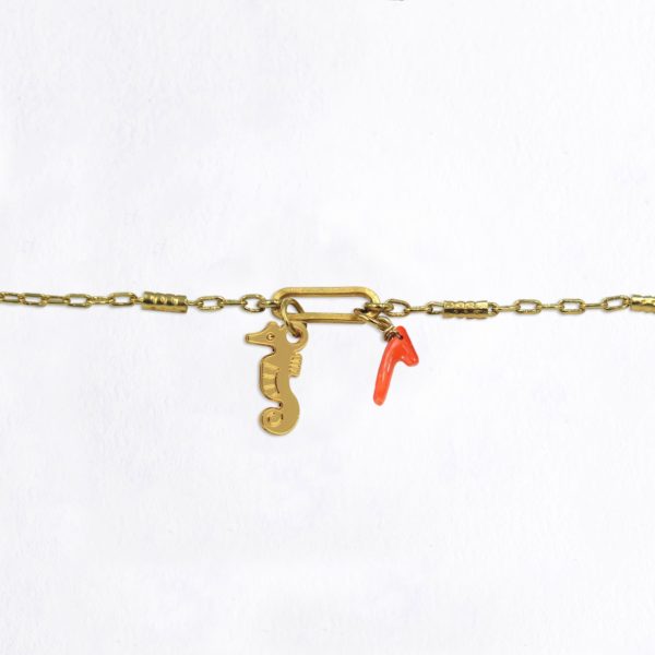 Bracelet maillon hippocampe et pierres fines au choix coloris hiver