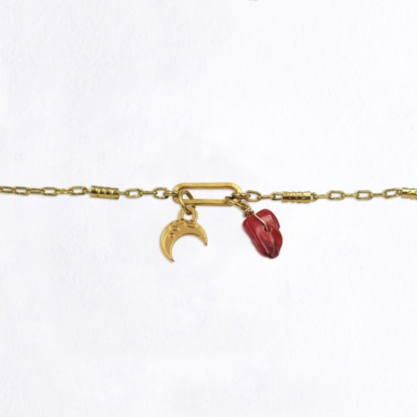 Bracelet maillon lune et pierres fines au choix coloris hiver