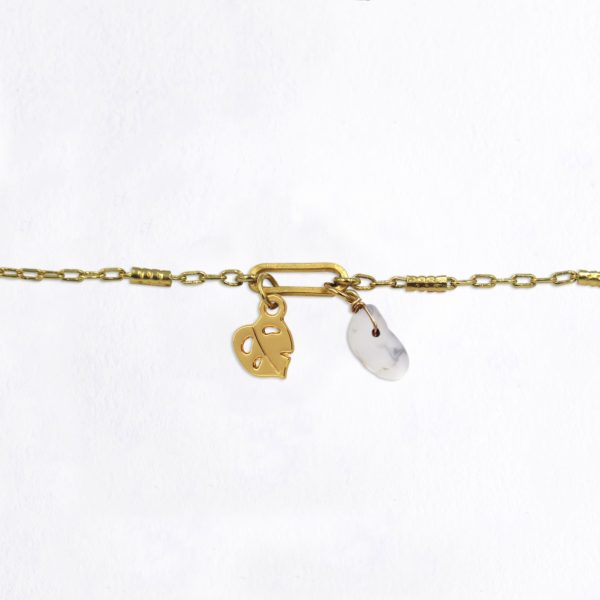 Bracelet maillon monstera et pierres fines au choix coloris hiver
