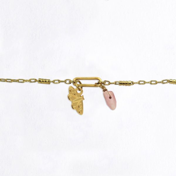 Bracelet maillon papillon de nuit et pierres fines au choix coloris hiver