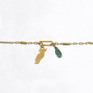 Bracelet maillon perroquet et malachite or
