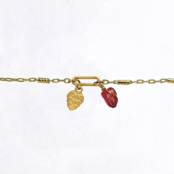 Bracelet maillon pomme de pin et pierres fines au choix coloris hiver
