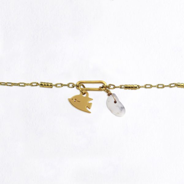 Bracelet maillon poisson papillon et pierres fines au choix coloris hiver