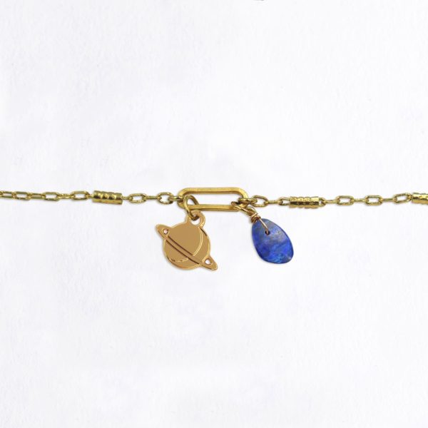 Bracelet maillon saturne et pierres fines au choix coloris hiver