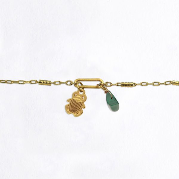 Bracelet maillon scarabée et pierres fines au choix coloris hiver