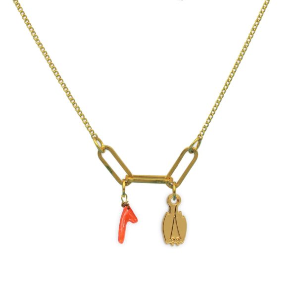 Collier 3 maillons chauve-souris fermée et pierre fine au choix coloris été