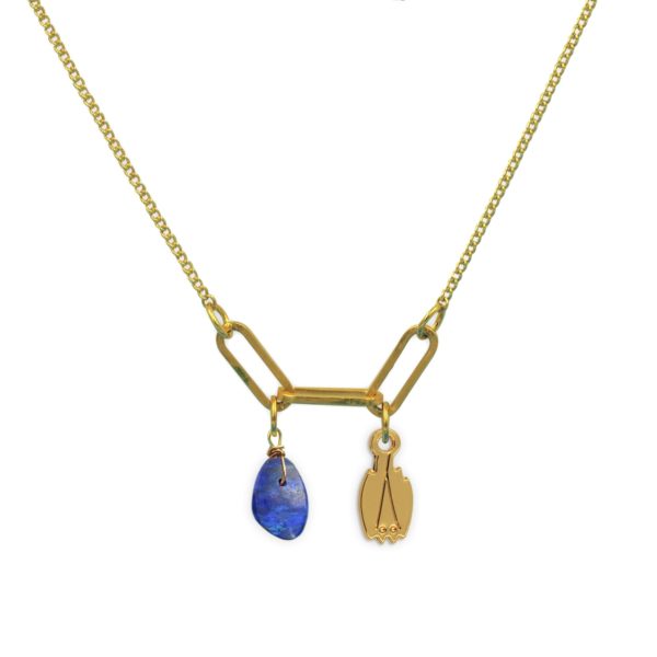 Collier 3 maillons chauve-souris fermée et pierre fine au choix coloris hiver