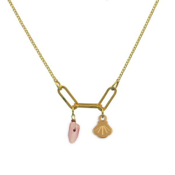 Collier 3 maillons coque et pierre fine au choix coloris hiver