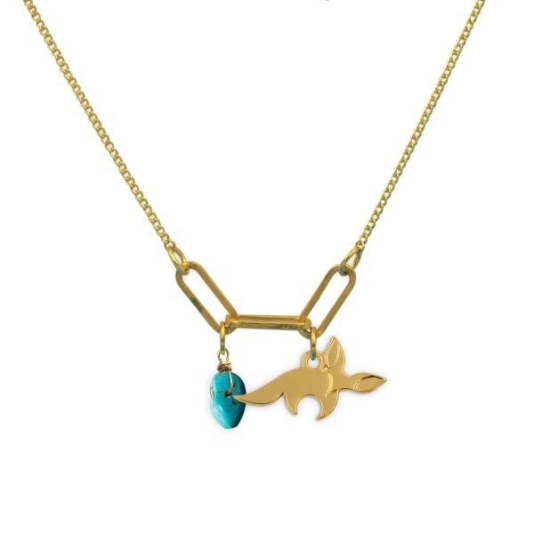 Collier 3 maillons fenec et pierre fine au choix coloris été