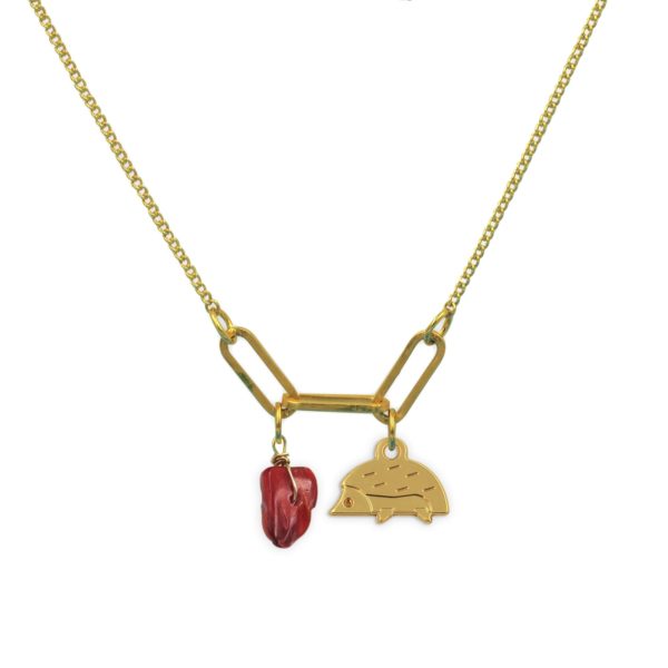 Collier 3 maillons hérisson et pierre fine au choix coloris hiver