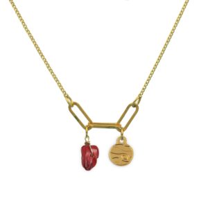 Collier 3 maillons Jupiter et coquillage rouge or