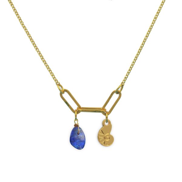 Collier 3 maillons nautile et pierre fine au choix coloris hiver