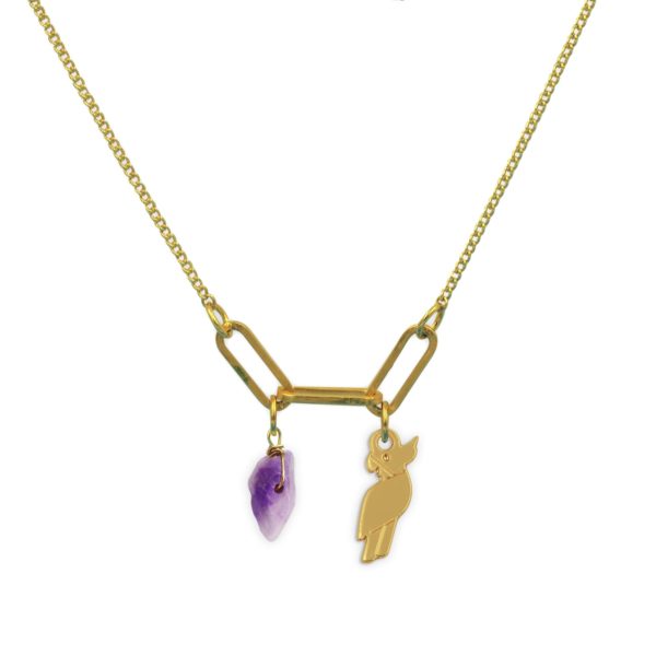 Collier 3 maillons perroquet et pierre fine au choix coloris hiver