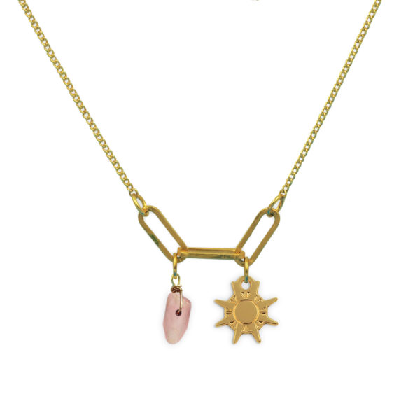 Collier 3 maillons soleil et pierre fine au choix coloris hiver