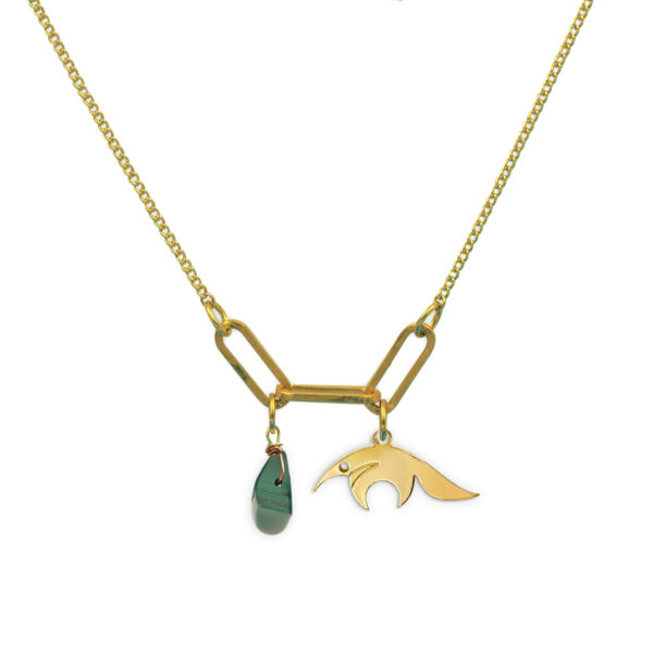 Collier 3 maillons tamanoir et pierre fine au choix coloris hiver