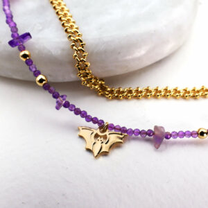 Bracelet double Alchimie : l'améthyste et la chauve-souris