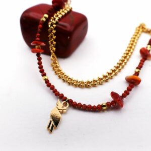 Bracelet double Alchimie : la jaspe rouge et le perroquet