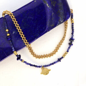 Bracelet double Alchimie : le lapis-lazuli et Saturne