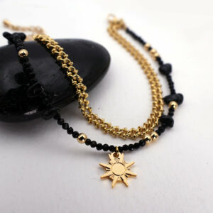 Bracelet double Alchimie : l'onyx et le soleil