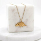 Collier tricératops en laiton doré — collection Dinosaure — fond blanc 01, Les Naturalistes
