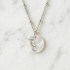 Collier nacre hippocampe en laiton argenté — collection mers et Océans — fond blanc 01, Les Naturalistes