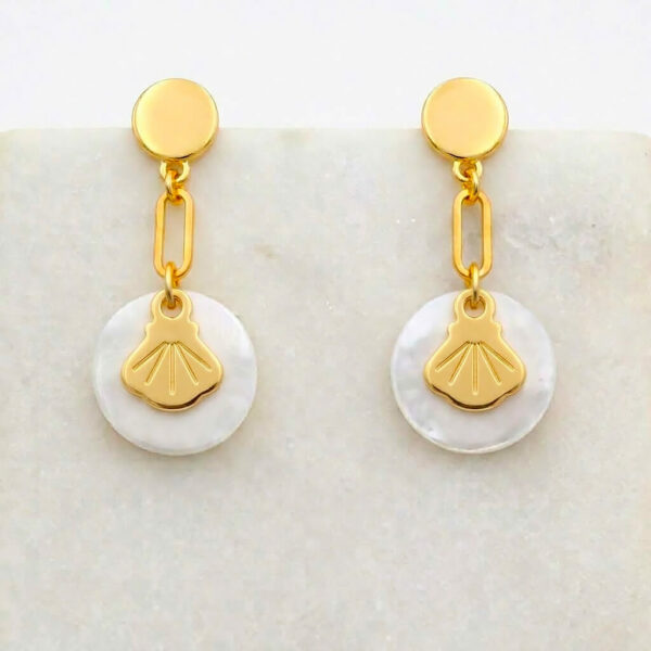 Boucles d'oreilles nacres et coquilles Saint-Jacques