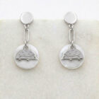 Boucles d'oreilles nacre hérisson en laiton argenté — collection Jungles et forêt — fond blanc 01, Les Naturalistes
