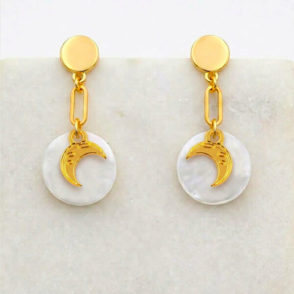 Boucles d'oreilles nacres et Lune