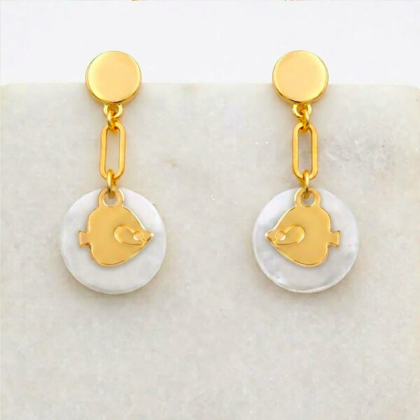 Boucles d'oreilles nacres et poissons anges