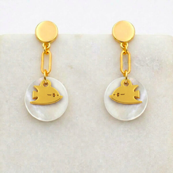 Boucles d'oreilles nacres et poissons papillons