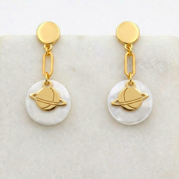 Boucles d'oreilles nacres et Saturne
