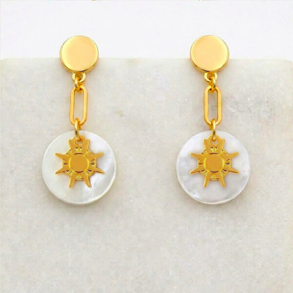Boucles d'oreilles nacres et Soleil
