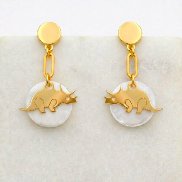 Boucles d'oreilles nacres et tricératops